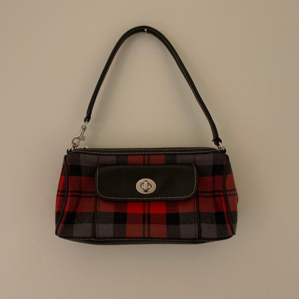 Coach Plaid Printed and Leather Small Purse